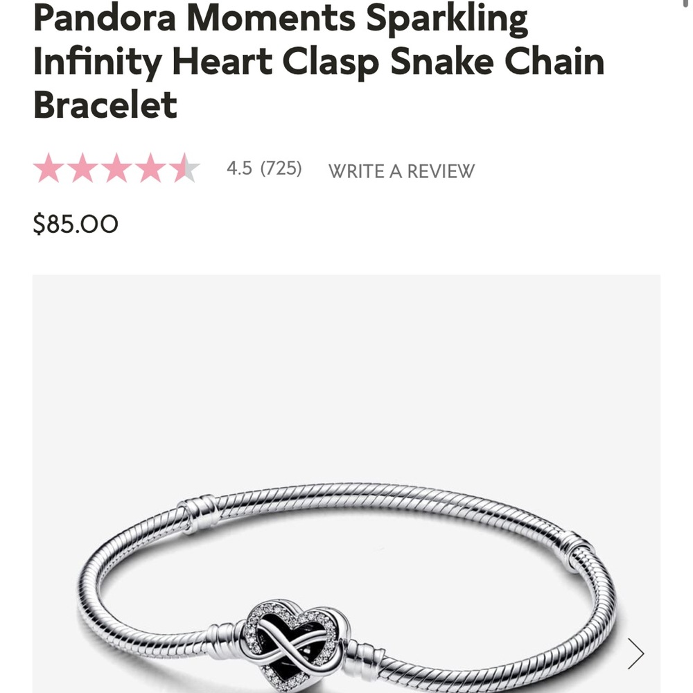 Pandora Infinity Hearts Clasp Snake Chain Bracelet